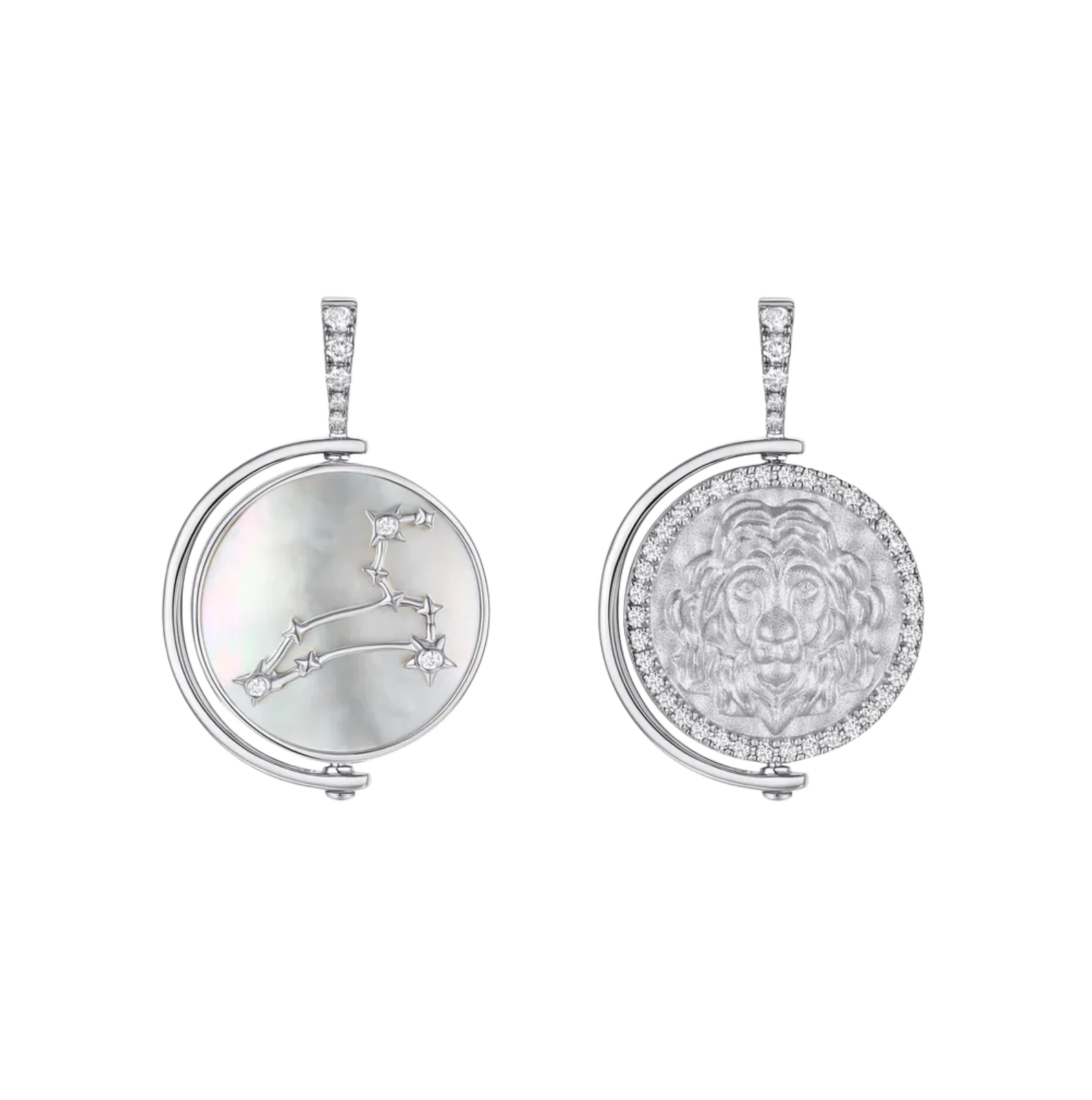 Leo Diamond Constellation Pendant in White Gold