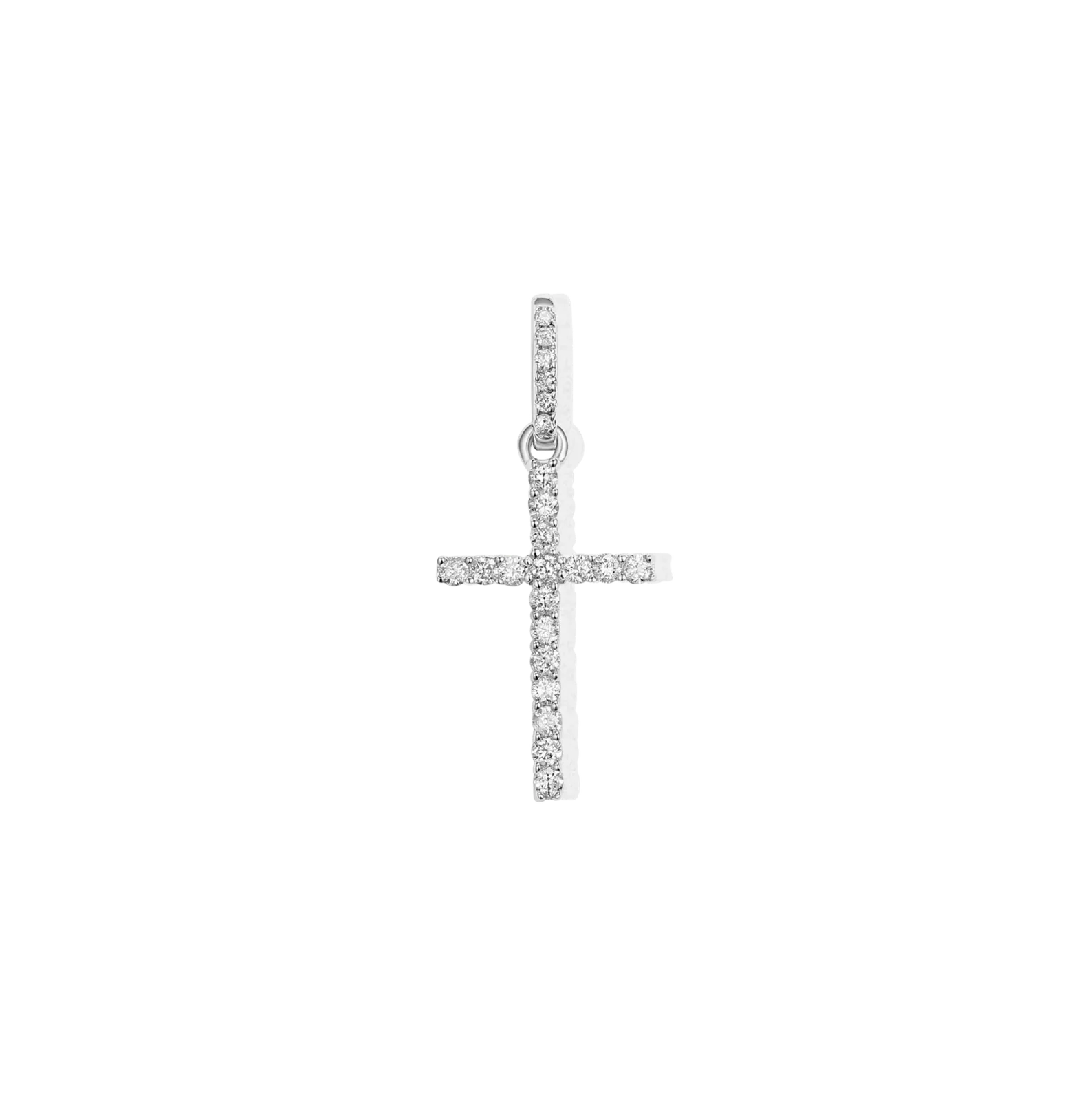 Mini Diamond Cross Pendant in White Gold
