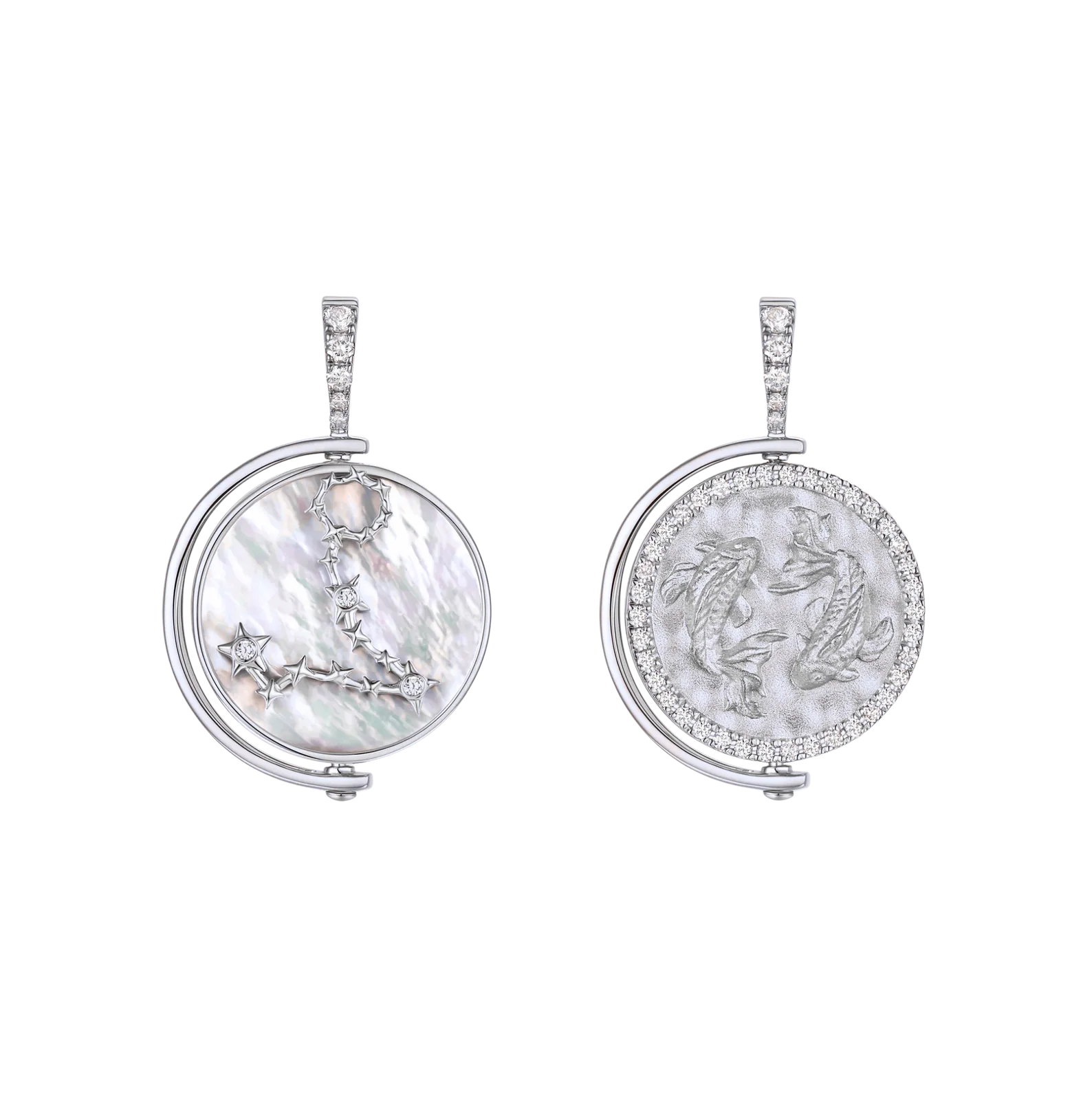 Pisces Diamond Constellation Pendant in White Gold