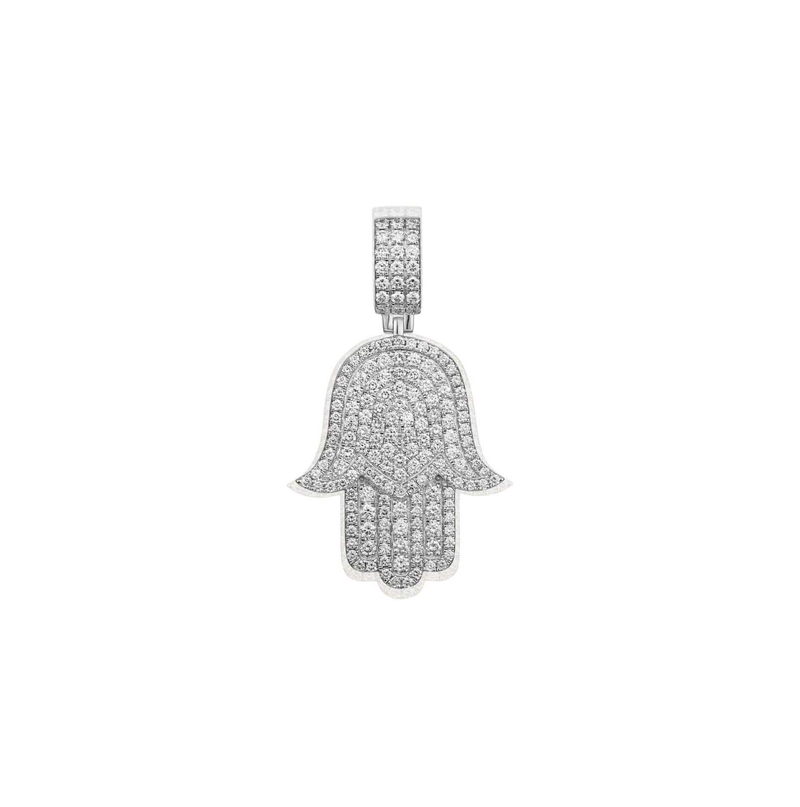 Fatima's Diamond Hand Pendant in White Gold