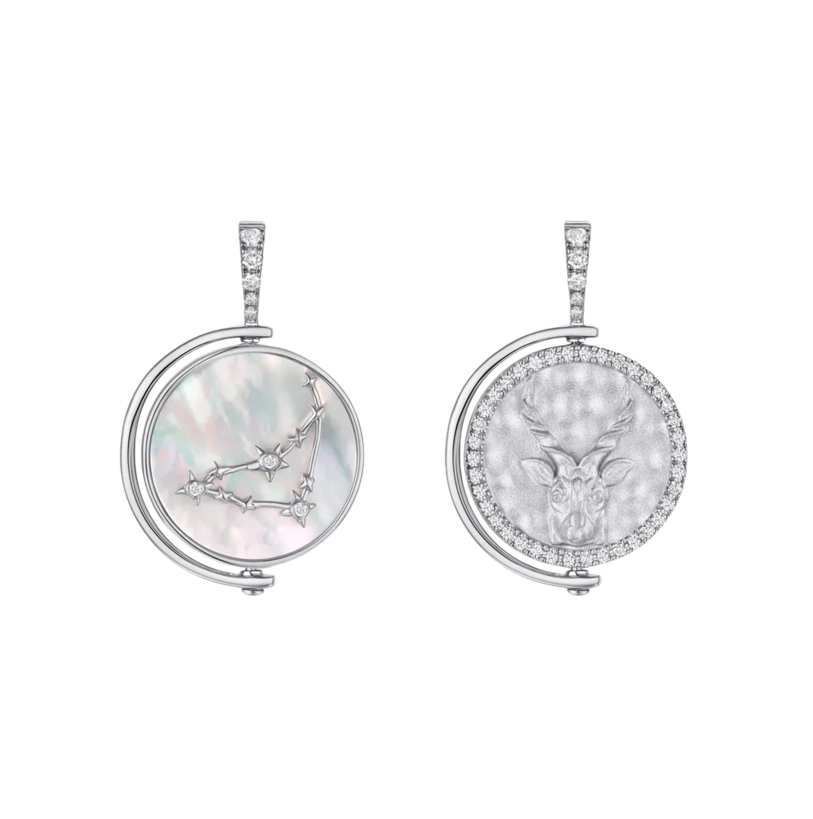 Capricorn Diamond Constellation Pendant in White Gold