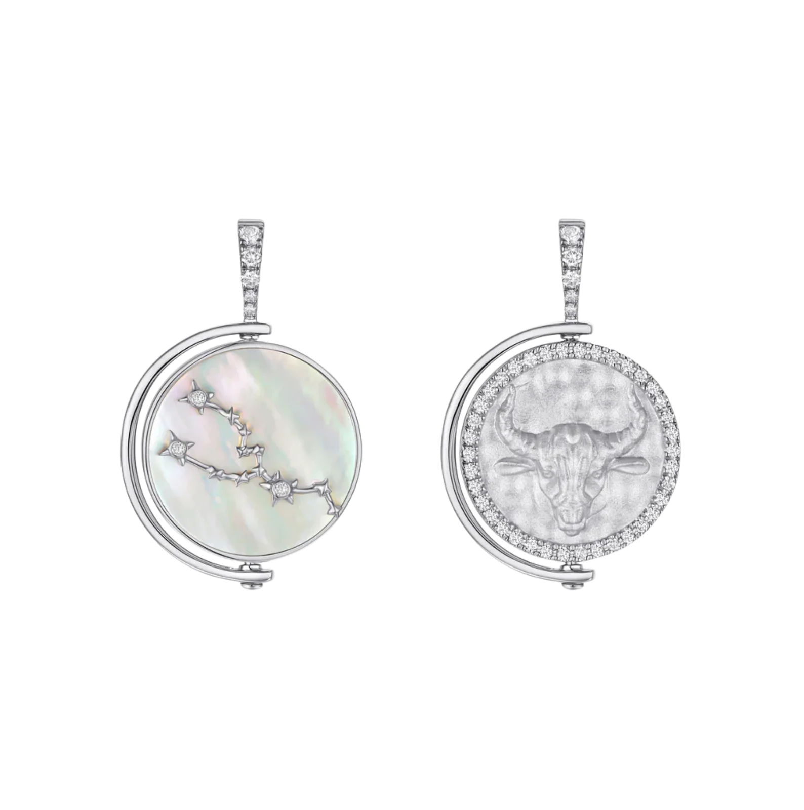 Taurus Diamond Constellation Pendant in White Gold