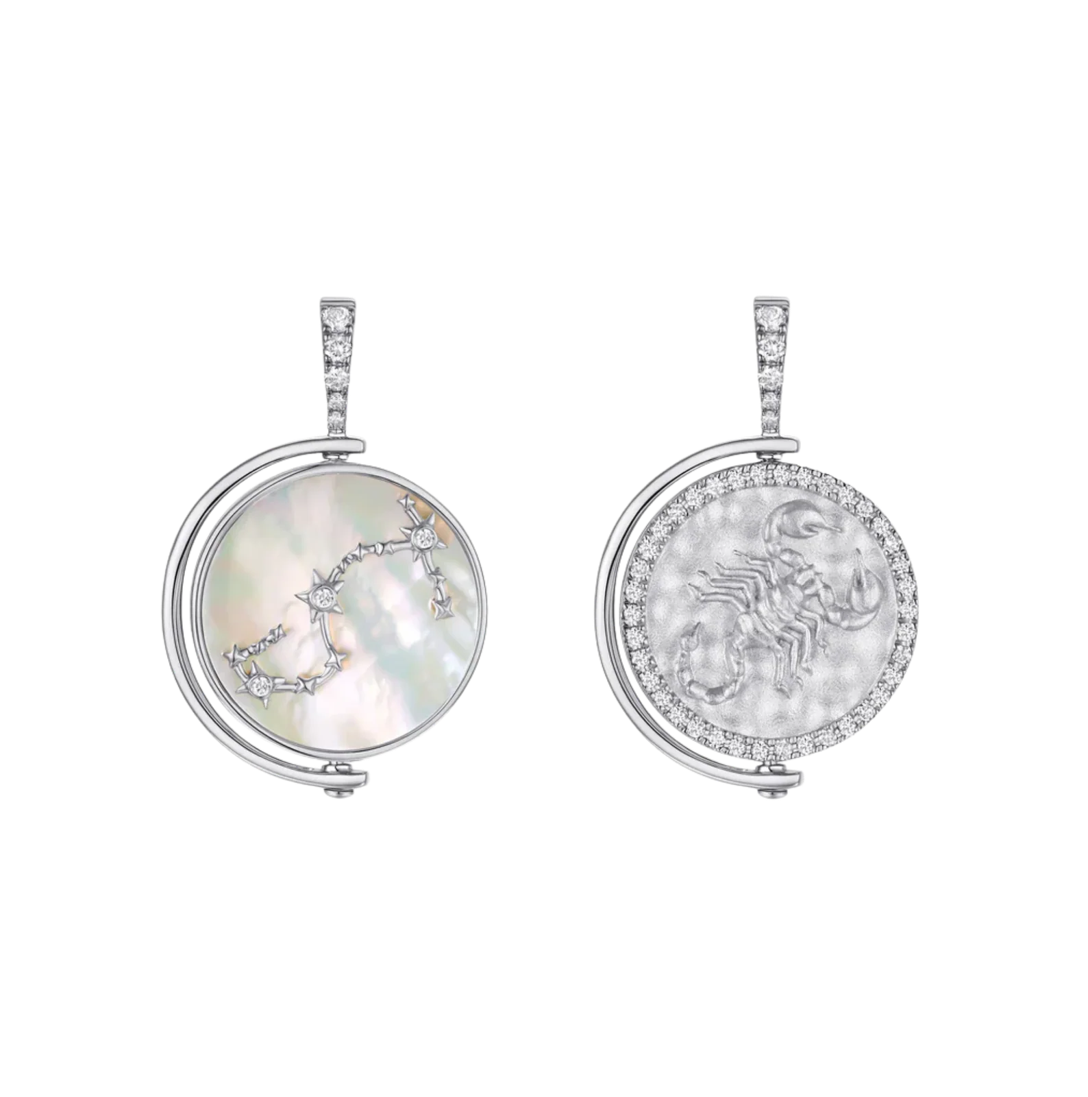 Scorpion Diamond Constellation Pendant in White Gold