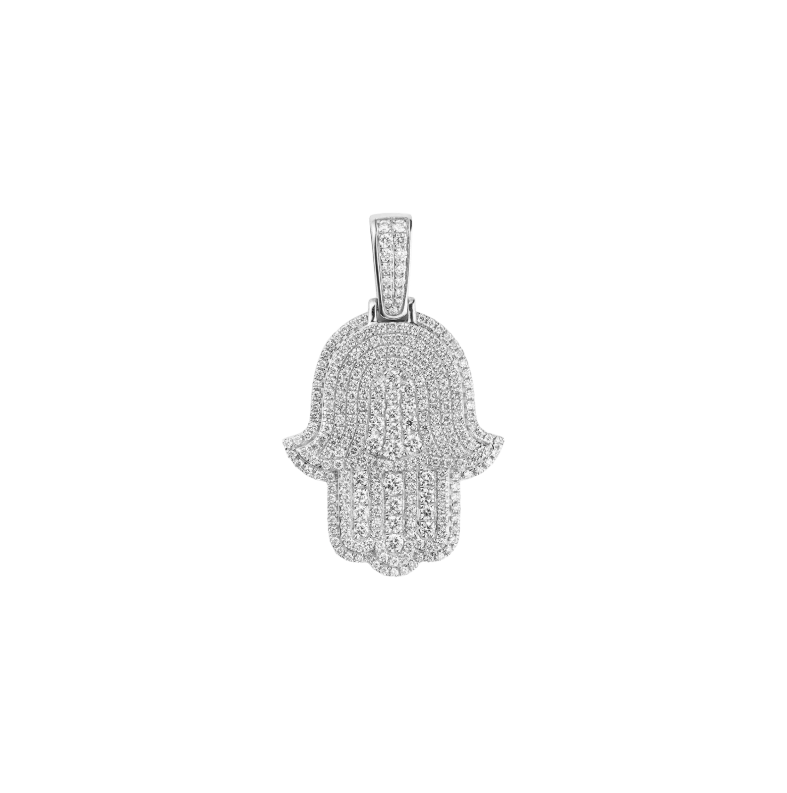 Large Diamond Hamsa Pendant in White Gold