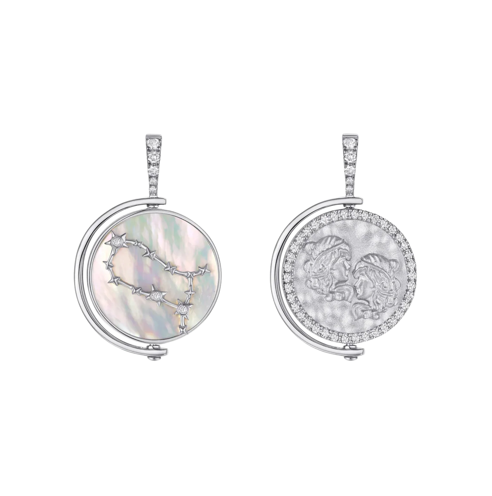 Gemini Diamond Constellation Pendant in White Gold
