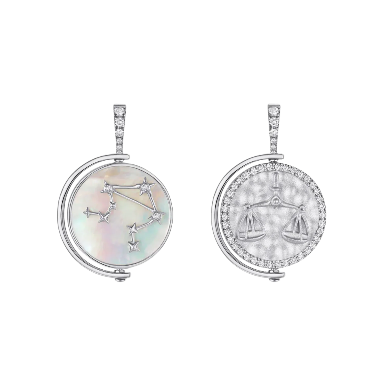 Libra Diamond Constellation Pendant in White Gold