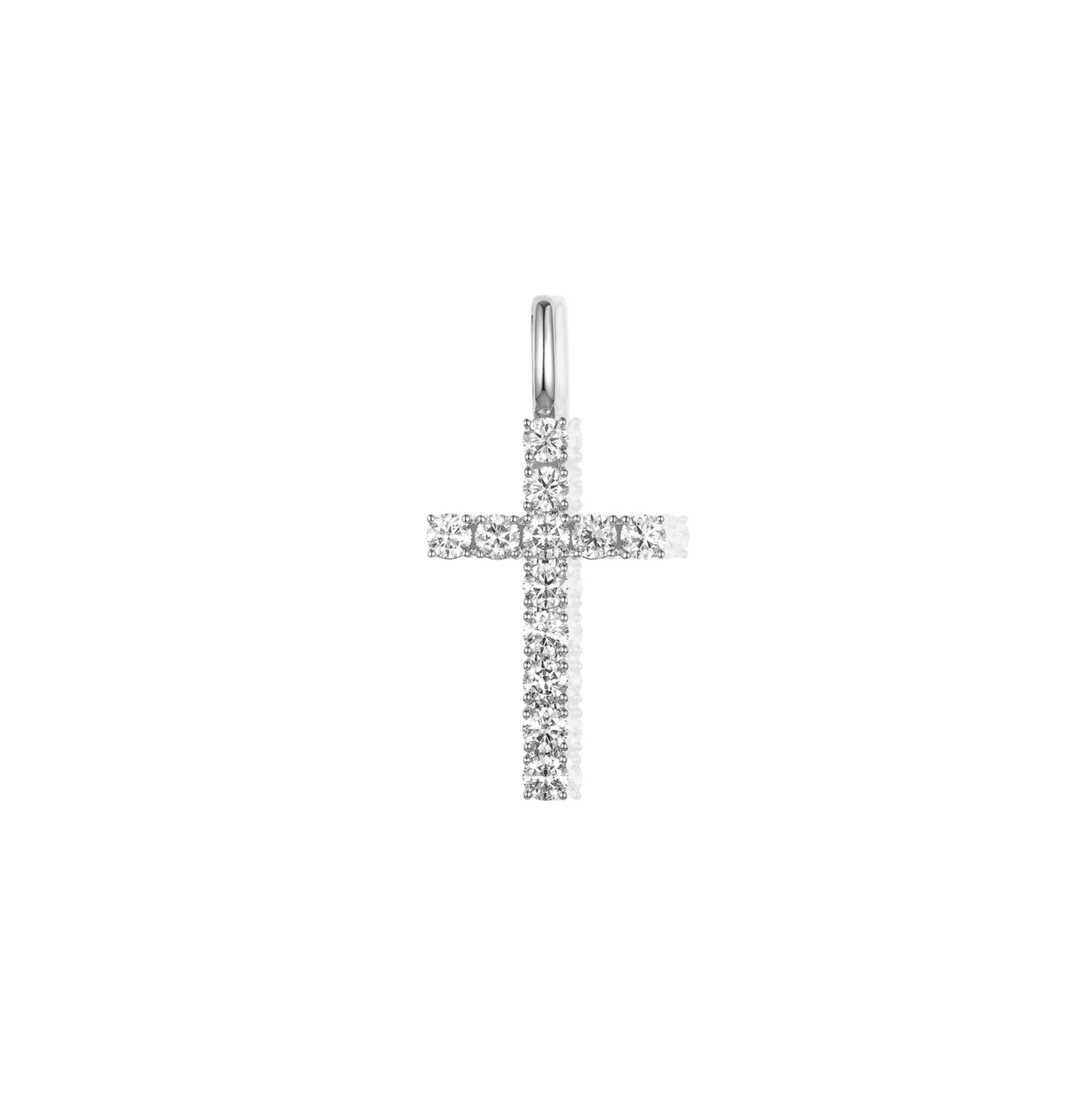 Classic Pave Diamond Cross Pendant in White Gold