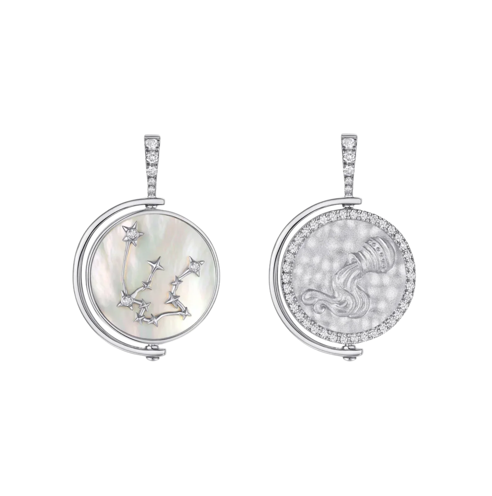 Aquarius Diamond Constellation Pendant in White Gold