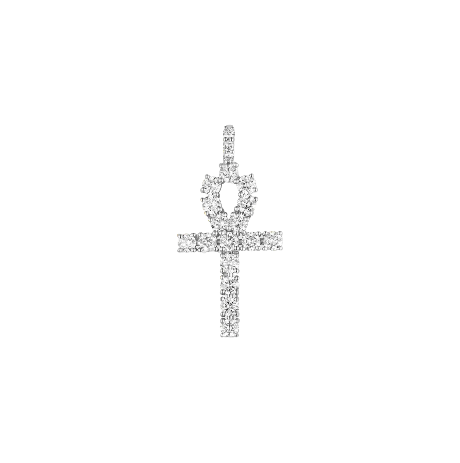 Ankh Diamond Pendant in White Gold