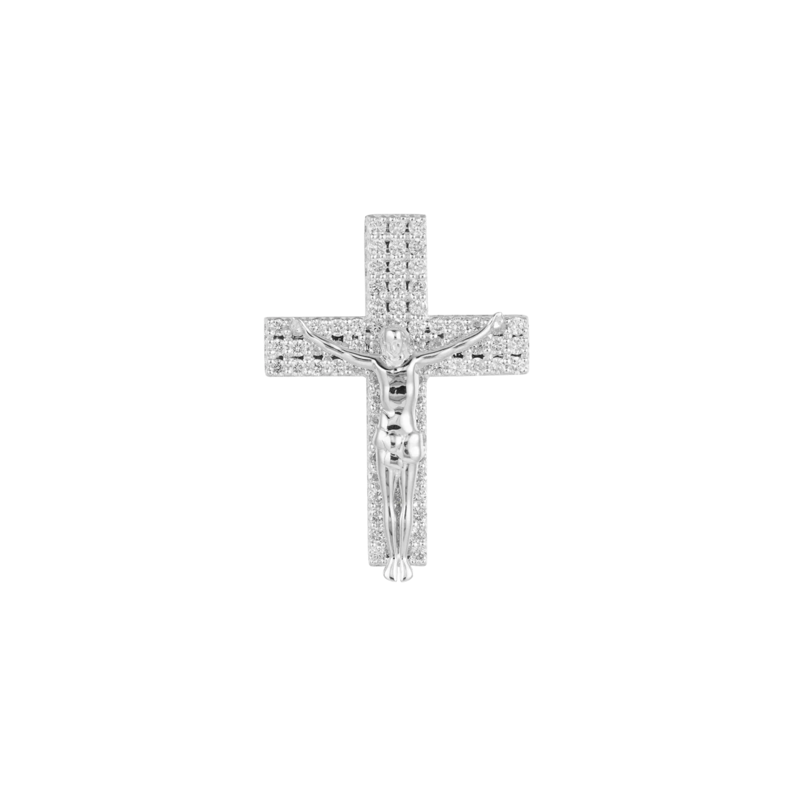 Diamond Crucifix Cross Pendant in White Gold