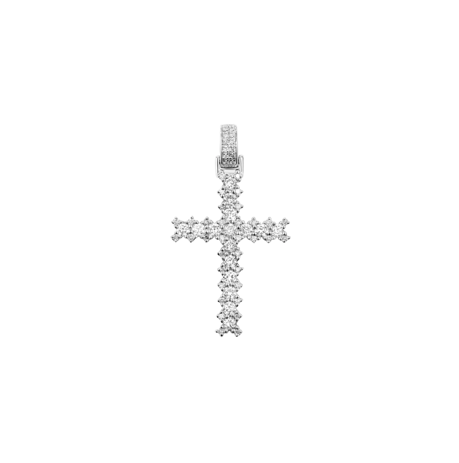 Luminous Diamond Cross Pendant in White Gold