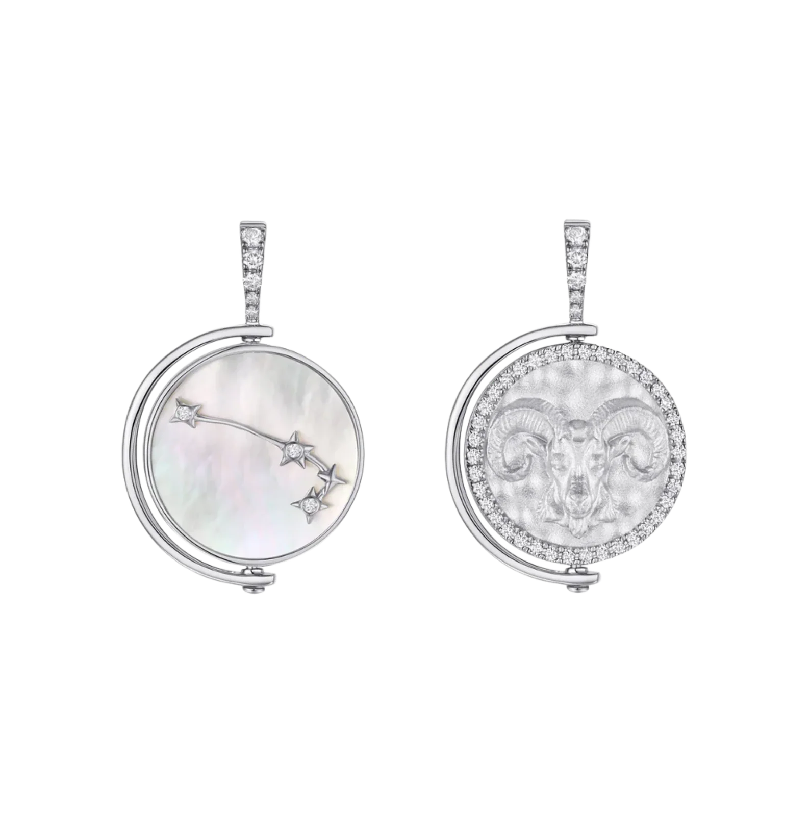 Aries Diamond Constellation Pendant in White Gold