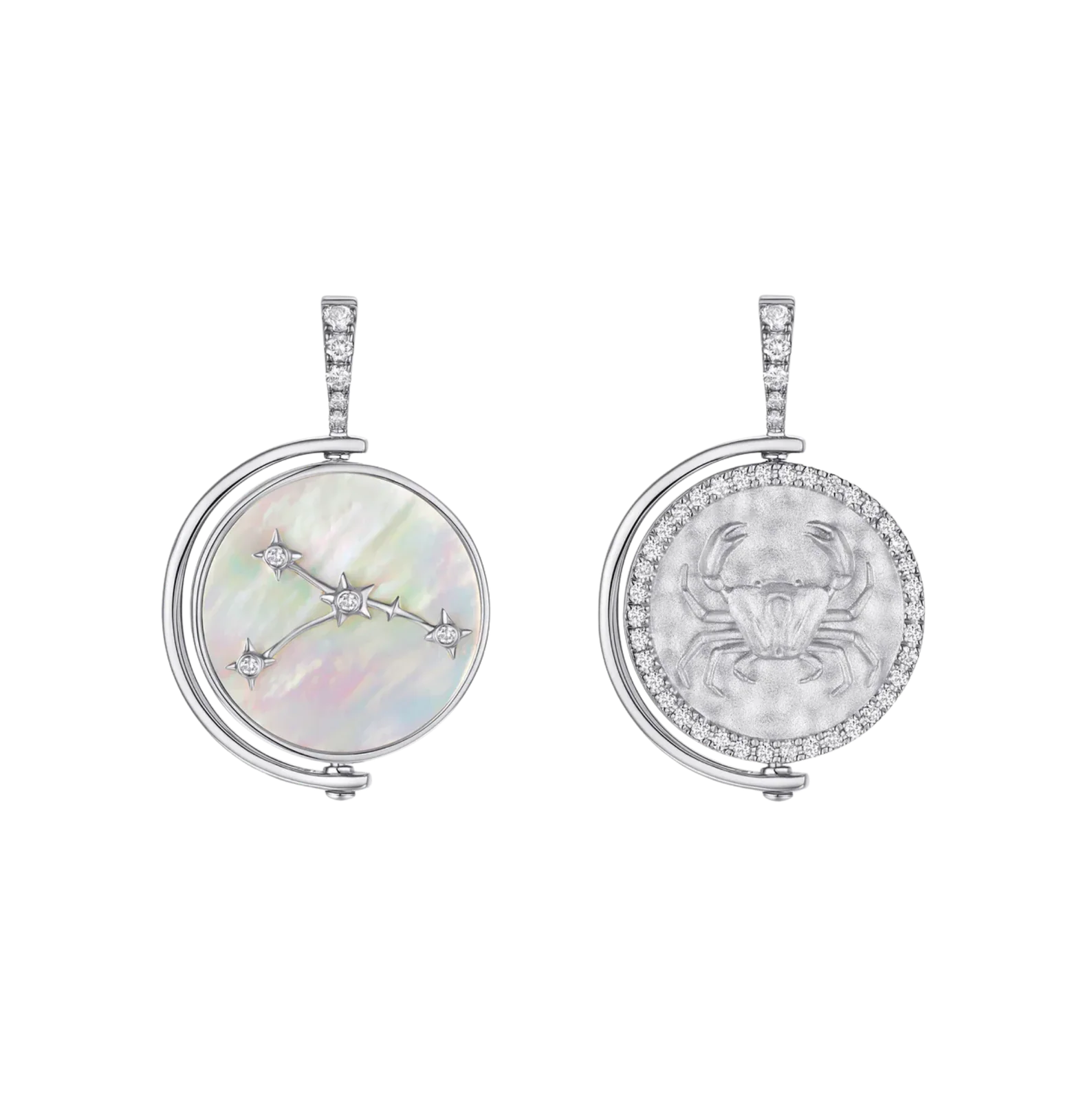 Cancer Diamond Constellation Pendant in White Gold