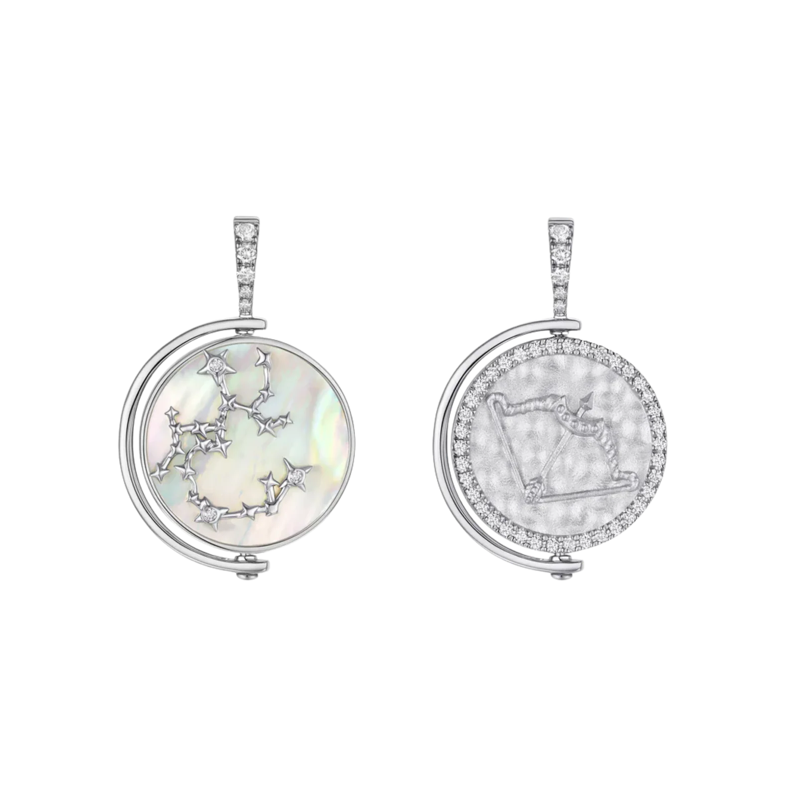 Sagittarius Diamond Constellation Pendant in White Gold