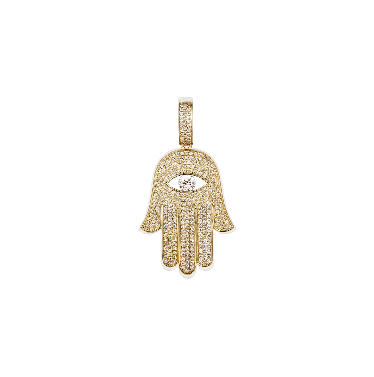 Evil Eye Diamond Hamsa Pendant
