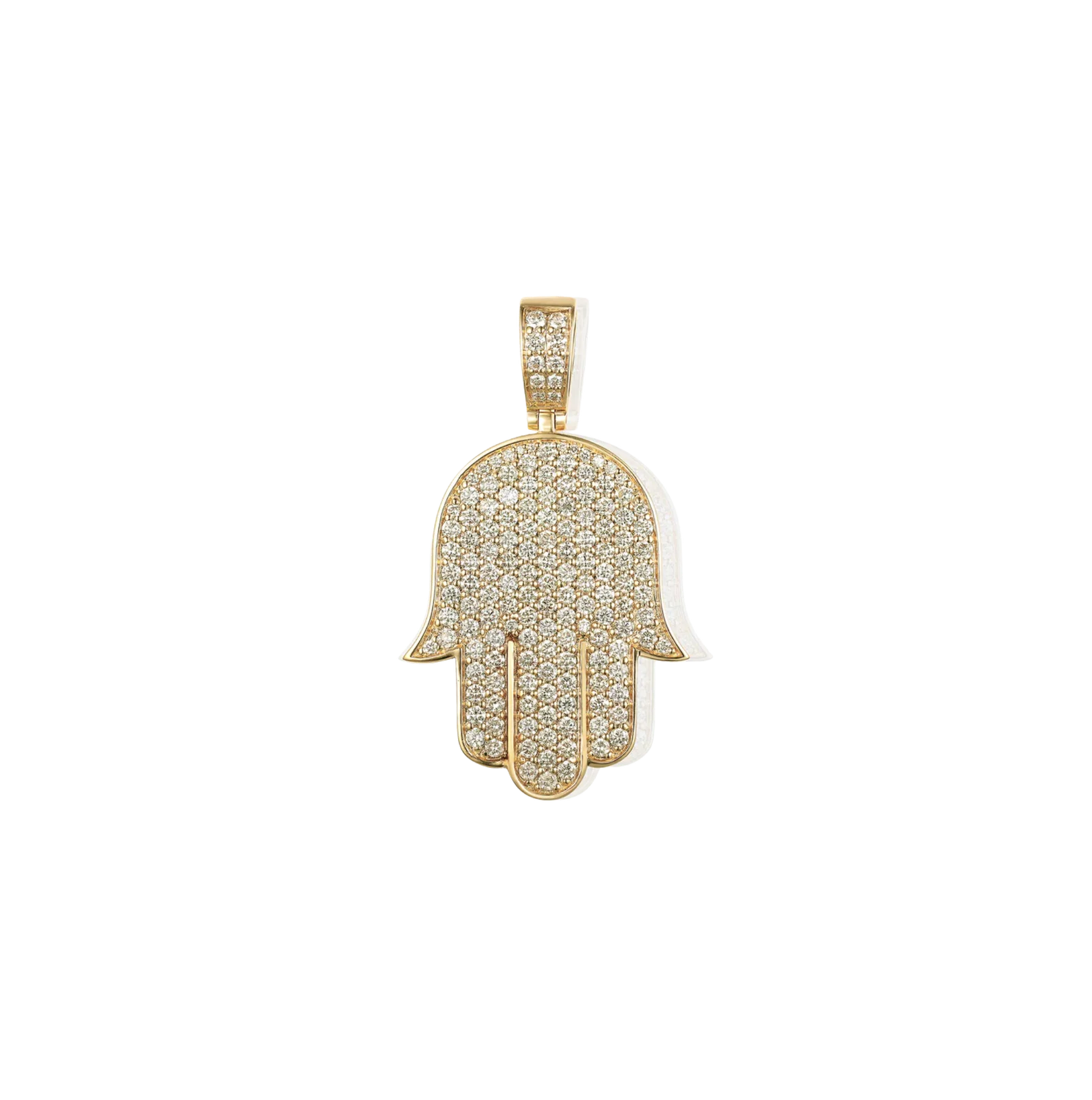 Diamond Flower Set Hamsa Pendant