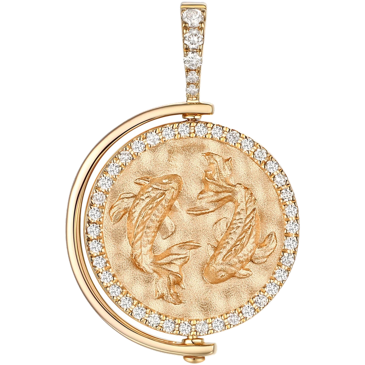 AH & Co Zodiac pendant, diamond-set engraved reverse face